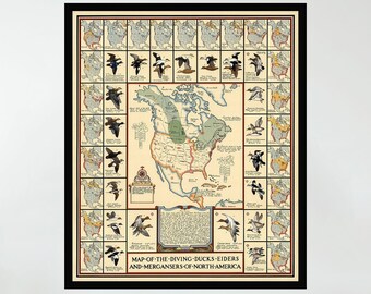 Old Map of North America, Vintage Map Poster, Vintage Pictorial Map Poster,Map Art,Poster Print,Canvas Print,Wall Decor,Home Decor