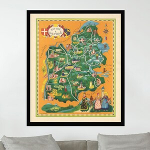 Old Map of France, Pictorial Map Poster,Vintage Map Poster,Vintage Map Art,Poster Print,Canvas Print,Wall Decor,Home Decor
