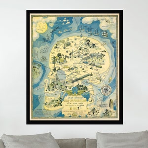 Old Map of Poster, Vintage Map Poster,Vintage Pictorial Map Poster,Vintage Map Art,Poster Print,Canvas Print,Wall Decor,Home Decor