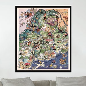 Ancienne carte du Maine, Canada, affiche de carte picturale vintage, affiche de carte vintage, art de la carte, impression d'affiche, impression sur toile, décoration murale, décoration d'intérieur