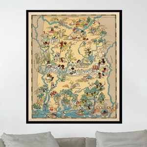 Old Map of Alabama, Vintage Map Poster, Vintage Pictorial Map, Poster Print, Canvas Print, Gift Idea, Wall Decor, Home Decor