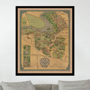 Ancienne carte du campus de Smith College, affiche de carte vintage, affiche de carte illustrée vintage, impression d'affiche, impression sur toile, décoration murale, décoration d'intérieur