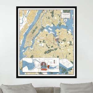 Old Map of Brooklyn and Manhattan, Map Poster,Vintage Pictorial Map Poster,Poster Print,Map art,Canvas Print,Wall Decor,Home Decor