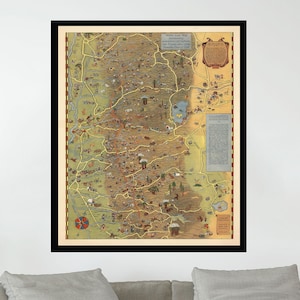 Old Map of California and Nevada, 28x40 inç, Vintage Pictorial Map,Vintage Map Poster,Map Art,Poster Print,Canvas Print,Wall Decor