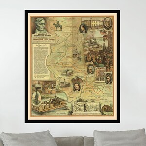 Ancienne carte de Chicago, affiche de carte vintage, affiche de carte picturale vintage, art de la carte, impression d'affiche, impression sur toile, décoration murale, décoration d'intérieur