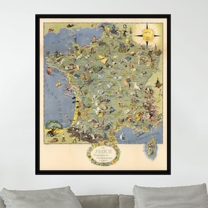 Old Map of France, Vintage Map Poster,Vintage Pictorial Map Poster,Poster Print,Map art,Canvas Print,Wall Decor,Home Decor