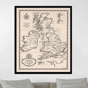 Ancienne carte d'Irlande et d'Écosse, affiche de carte picturale vintage, affiche de carte, art de carte, impression d'affiche, impression de toile, décor de mur, décor à la maison