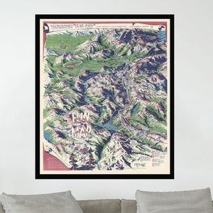 Ancienne carte de Californie, carte du Nevada, affiche de carte vintage, affiche de carte picturale vintage, impression d'affiche, art de la carte, impression sur toile, décoration murale