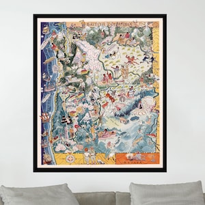 Old Map of New Hampshire, Vintage Pictorial Map Poster, Vintage Map Poster,Map Art,Poster Print,Canvas Print,Wall Decor,Home Decor