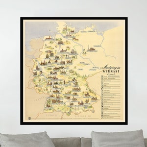 Old Map of Germany, Vintage Pictorial Poster,Vintage Map Art,Poster Print,Poster Paper,Canvas Print,Wall Decor,Home Decor