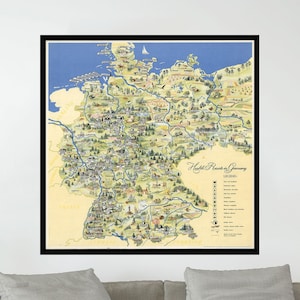Old Map of Germany, Vintage Pictorial Poster,Vintage Map Art,Poster Print,Poster Paper,Canvas Print,Wall Decor,Home Decor