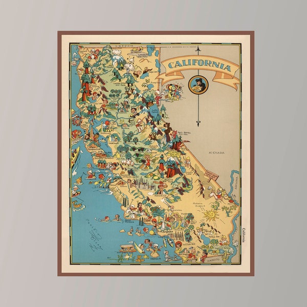 Print Map of California Etsy