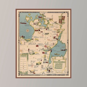 Ancienne carte du comté de Simcoe, affiche de carte vintage, carte picturale vintage, art de carte vintage, impression d'affiche, impression sur toile, décoration murale, décoration d'intérieur