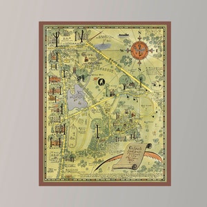 Ancienne carte du campus universitaire de Colgate, affiche de carte vintage, carte illustrée vintage, art de la carte vintage, impression poster, impression sur toile, décoration murale