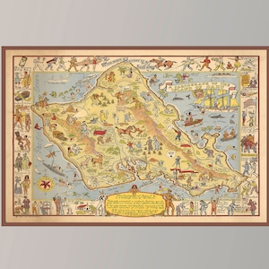 Old Map of Cartograph of The Island of Oahu,Vintage Pictorial Map,Vintage Map Art,Poster Print,Canvas Print, Gift Idea,Wall Decor,Home Decor