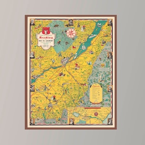 Old Map of St. Laurent, Vintage Map Poster, Vintage Pictorial Map,Vintage Map Art,Poster Print,Canvas Print,Wall Decor,Home Decor