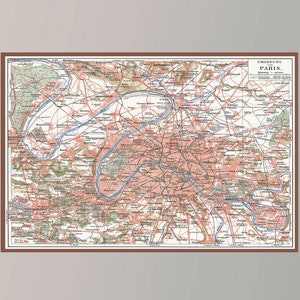 Old Map of Paris, Vintage Map Poster, Vintage Pictorial Map, Vintage Map Art,Poster Print,Canvas Print,Wall Decor,Home Decor