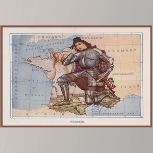 Ancienne carte de France, affiche de carte vintage, carte picturale vintage, art de carte vintage, impression d'affiche, impression sur toile, idée cadeau, décoration murale, décoration d'intérieur