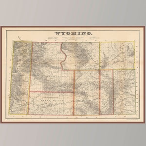 Old Map of Wyoming,Map of United States,Vintage Pictorial Map,Vintage Map Art, Poster Print, Canvas Print, Gift Idea, Wall Decor, Home Decor