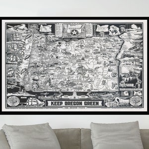 Old Map of Oregon, Vintage Map Poster, Pictorial Map Poster,Poster Print,Vintage Map art,Canvas Print,Wall Decor,Home Decor