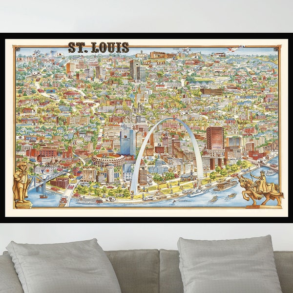 Old Map of St. Louis, Pictorial Map Poster, Vintage Map Poster,Vintage Map Art,Poster Print,Canvas Print,Wall Decor,Home Decor