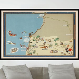 Old Map of Nahariya,Israel,Vintage Map Poster,Vintage Pictorial Map Poster,Map Art,Poster Print,Canvas Print,Wall Decor,Home Decor