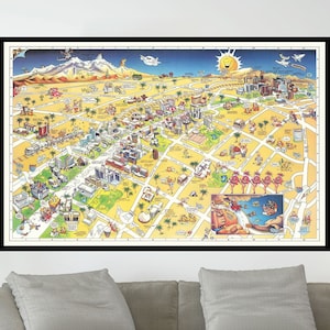 Ancienne carte de Las Vegas, 28 x 40 inç, carte picturale vintage, affiche de carte vintage, impression d'affiche vintage, impression sur toile, décoration murale, décoration d'intérieur