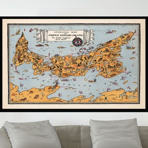 Old Map of Prince Edward Island, Vintage Pictorial Map, Vintage Map Poster, Vintage Map Art, Poster Print,Canvas Print,Wall Decor