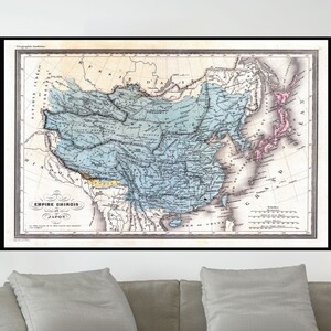 Ancienne carte de l'Empire chinois, affiche de carte vintage, carte picturale vintage, impression d'affiche, impression sur toile, décoration murale, décoration d'intérieur