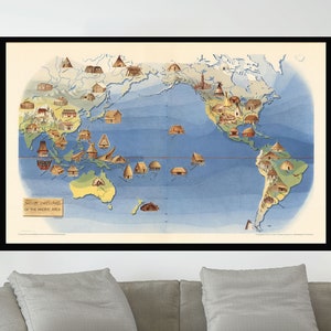 Ancienne carte du monde, affiches de carte picturale vintage, art de carte vintage, papier affiche, impression sur toile, décoration murale, décoration d'intérieur
