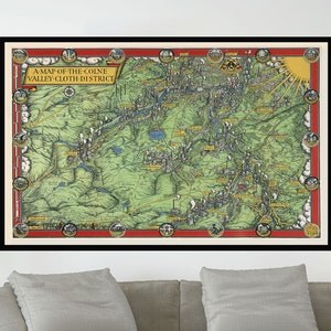 Ancienne carte de Colne Valley, Huddersfield, affiches de carte picturale vintage, art de carte vintage, papier affiche, impression sur toile, décoration murale, décoration d'intérieur