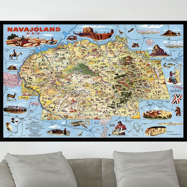 Old Map of Navajo Nation, Map of America, Pictorial Map Poster, Vintage Map Poster,Poster Print,Canvas Print,Wall Decor,Home Decor