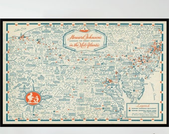 Old Map of America, Vintage Pictorial Map,Vintage Map Poster,Vintage Poster Print,Canvas Print,Wall Decor,Home Decor