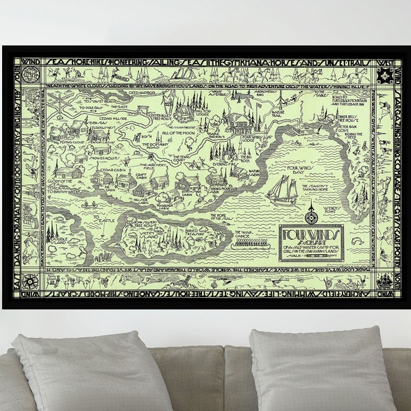Old Map of San Juan Islands,Pictorial Map Poster, Vintage Map Art,Poster Print,Poster Paper,Canvas Print,Wall Decor,Home Decor