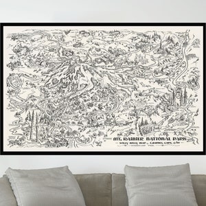 Old Map of Mt. Rainier National Park, Vintage Map Poster, Vintage Pictorial Map, Map Art,Poster Print,Canvas Print,Wall Decor