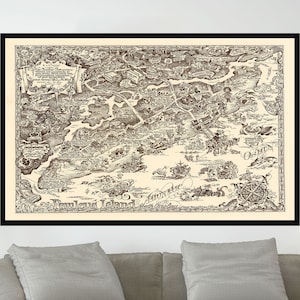 Old Map of South Carolina, 28x42 inç, Pictorial Map Poster,Vintage Poster Print,Poster Paper,Canvas Print,Wall Decor,Home Decor