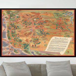 Old Map of Wyoming, 28x40 inç,Vintage Pictorial Map,Vintage Map Poster,Vintage Poster Print,Canvas Print,Wall Decor,Home Decor