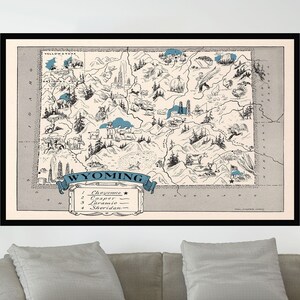 Old Map of Wyoming, Vintage Map Poster,Vintage Pictorial Map Poster,Map Art,Poster Print,Canvas Print,Wall Decor,Home Decor