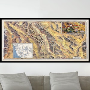 Old Map of Nevada, California, Vintage Pictorial Map, Map Poster,Poster Print,Poster Paper,Canvas Print,Wall Decor,Home Decor