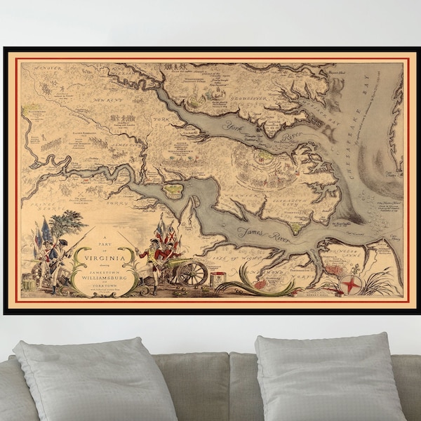 Old Map of Virginia, Map of United States,Vintage Map Poster,Vintage Pictorial Map,Poster Print,Canvas Print,Wall Decor,Home Decor