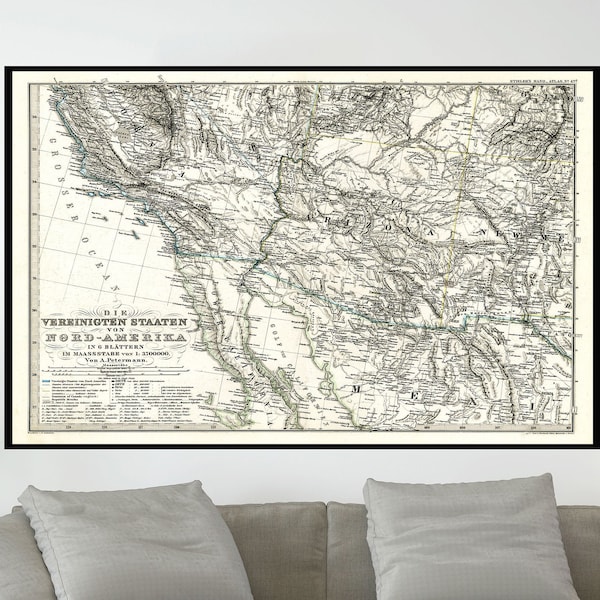 Old Map of North America , Map of America, Vintage Pictorial Map,Vintage Map Art ,Poster Print,Canvas Print,Wall Decor,Home Decor