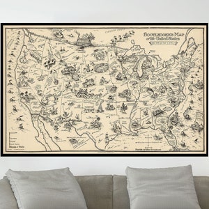 Ancienne carte des contrebandiers, affiches de carte vintage des États-Unis, art de la carte vintage, papier affiche, impression sur toile / décoration murale idée cadeau