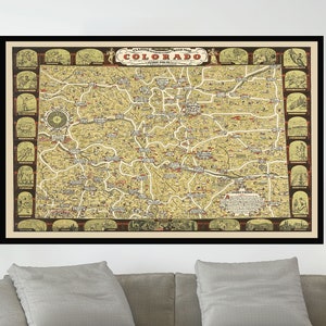 Old Map of Colorado, Vintage Pictorial Map, Vintage Map Poster,Vintage Map Art,Poster Print,Canvas Print, Gift Idea,Wall Decor,Home Decor