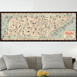 Old Map of Tennessee, Vintage Pictorial Map, Vintage Map Poster, Poster Print, Poster Paper,Canvas Print,Wall Decor,Home Decor