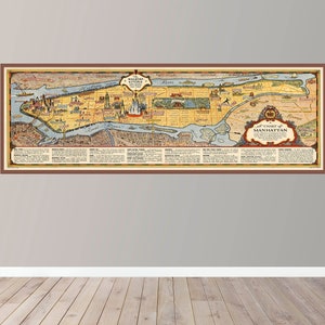 Old Map of Manhattan, Vintage Pictorial Map, Vintage Map Poster,Poster Print,Poster Paper,Canvas Print,Wall Decor,Home Decor