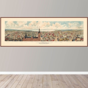 Ancienne carte du comté de Milwaukee, 61 x 48 pouces, carte illustrée vintage, affiche de carte vintage, impression poster, poster papier, impression sur toile, décoration murale
