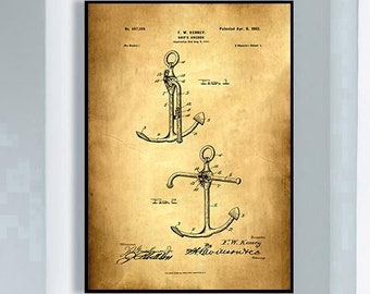 Anchor Patent Print, Anchor Patent Poster, Framed Art Print, Vintage Poster Wall Decor, Poster Print, Canvas Print, Wall Prints, Gift Idea