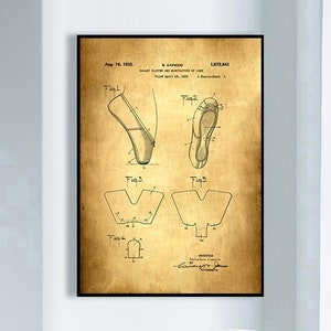 Ballet Slipper Patent Print, Vintage Patent Poster, Framed Art Print, Vintage Poster, Wall Decor, Poster Print, Canvas Print, Wall Print
