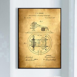 Telegraphs Patent Print, Framed Art Print, Vintage Poster Wall Decor, Art Canvas, Poster Print, Canvas Print, Wall Print, Gift Idea