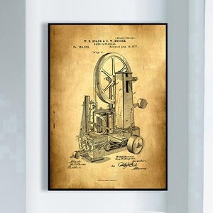 Band Saw Mills Patent Print, Framed Art Print, Vintage Poster Wall Decor, Art Canvas, Poster Print, Canvas Print, Wall Print, Gift Idea